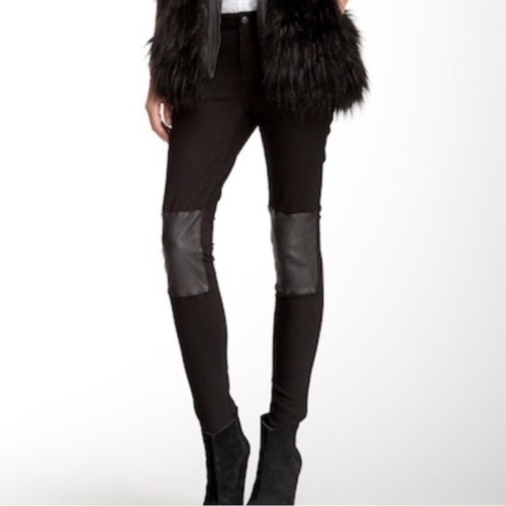 Joe Jeans Black Skinny Leather Knee Patch